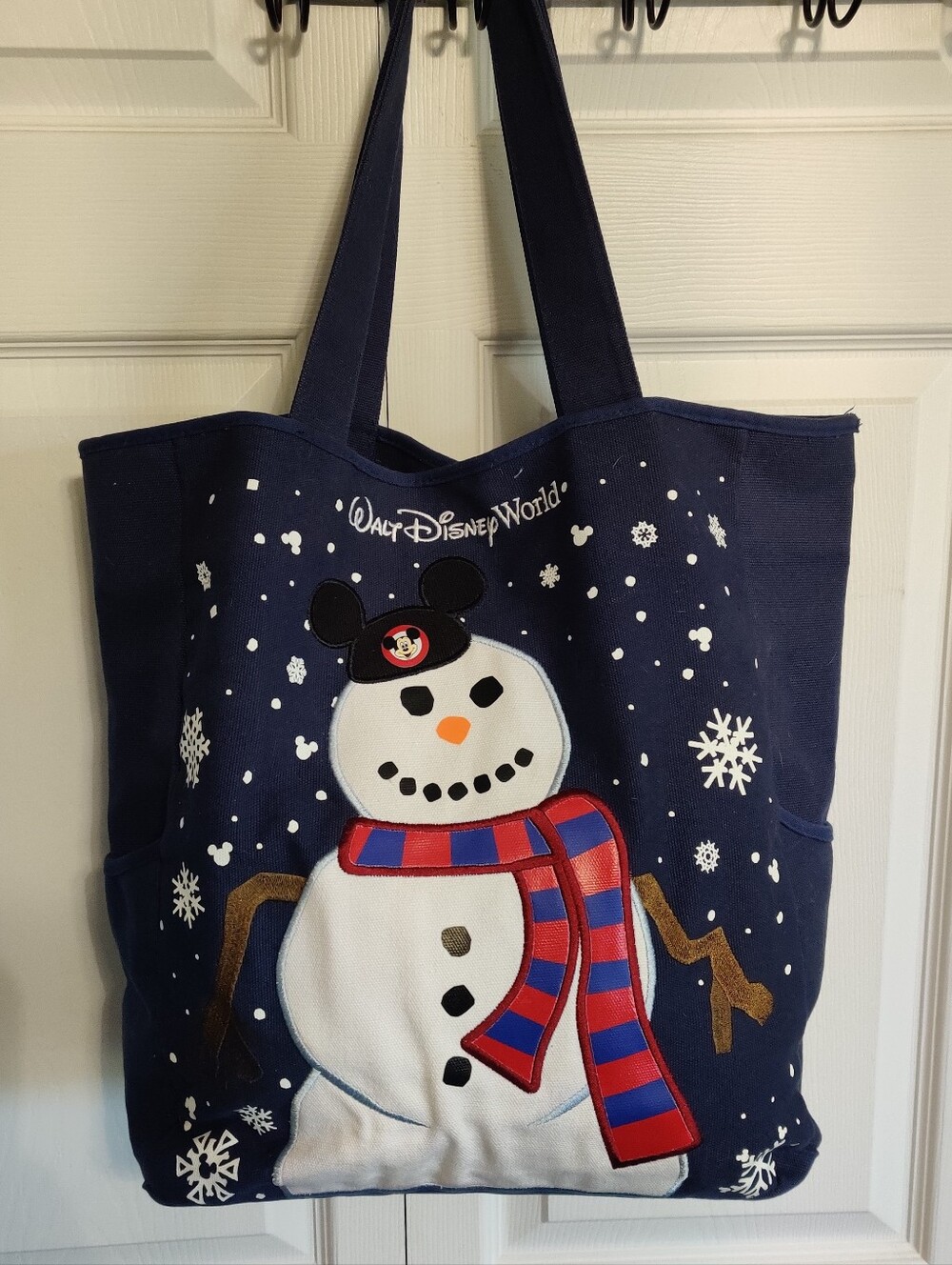 Walt Disney World Snowman Tote Bag Mickey Ears Canvas Embroidered Disney Parks